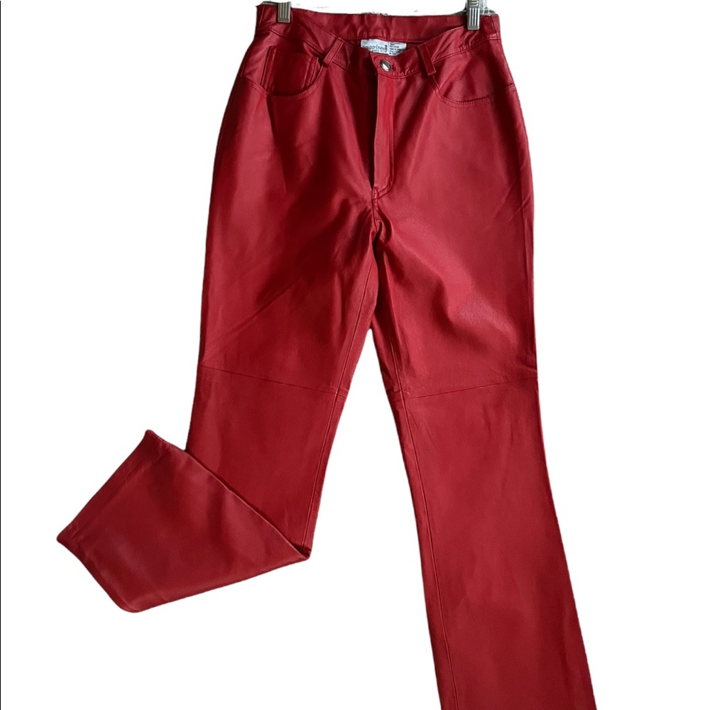 vintage red leather pants